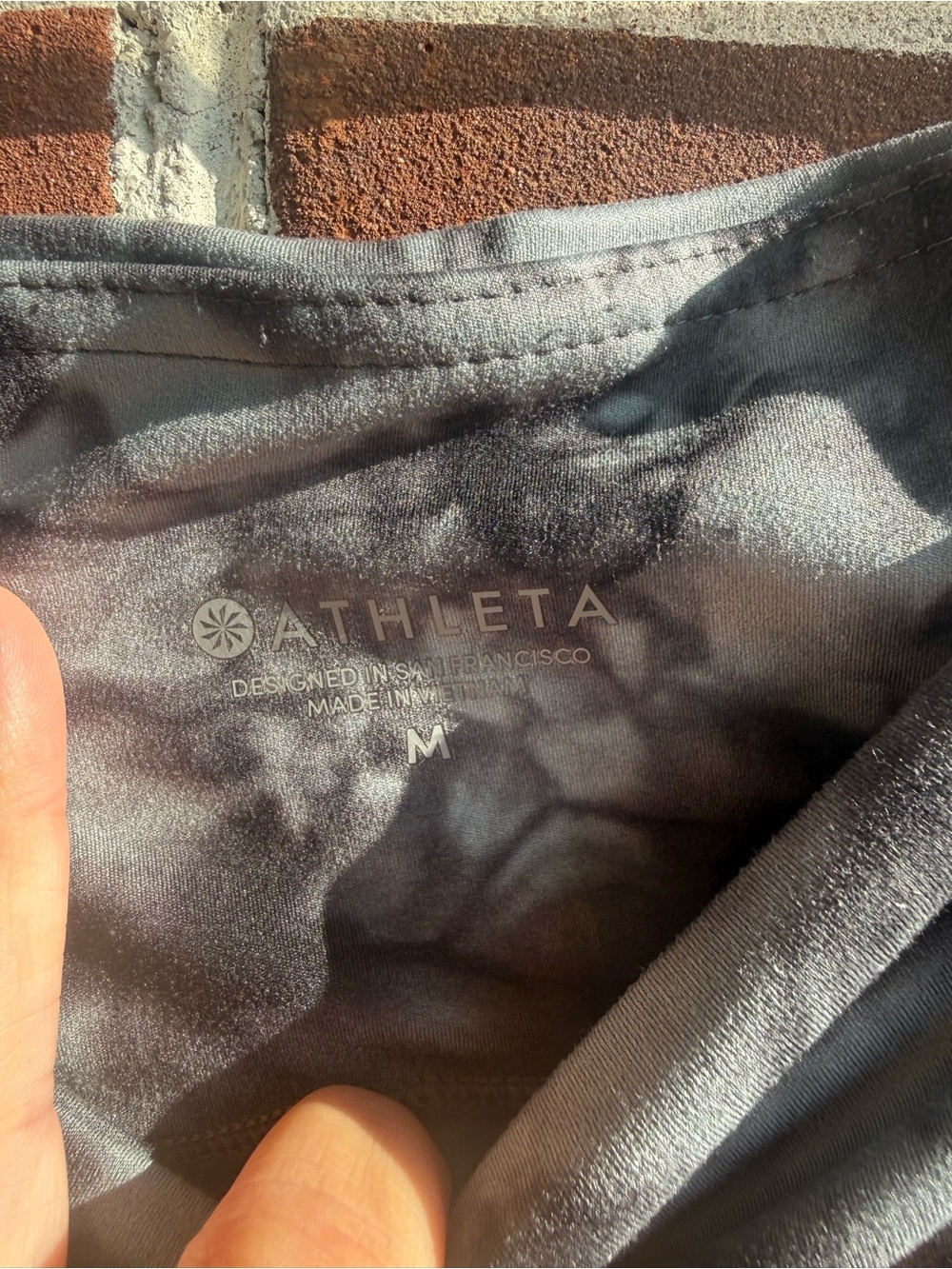 Athleta Powervita Salutation 7/8 Tie Dye Black Marble-Print High-Rise Leggings M - Picture 10 of 12